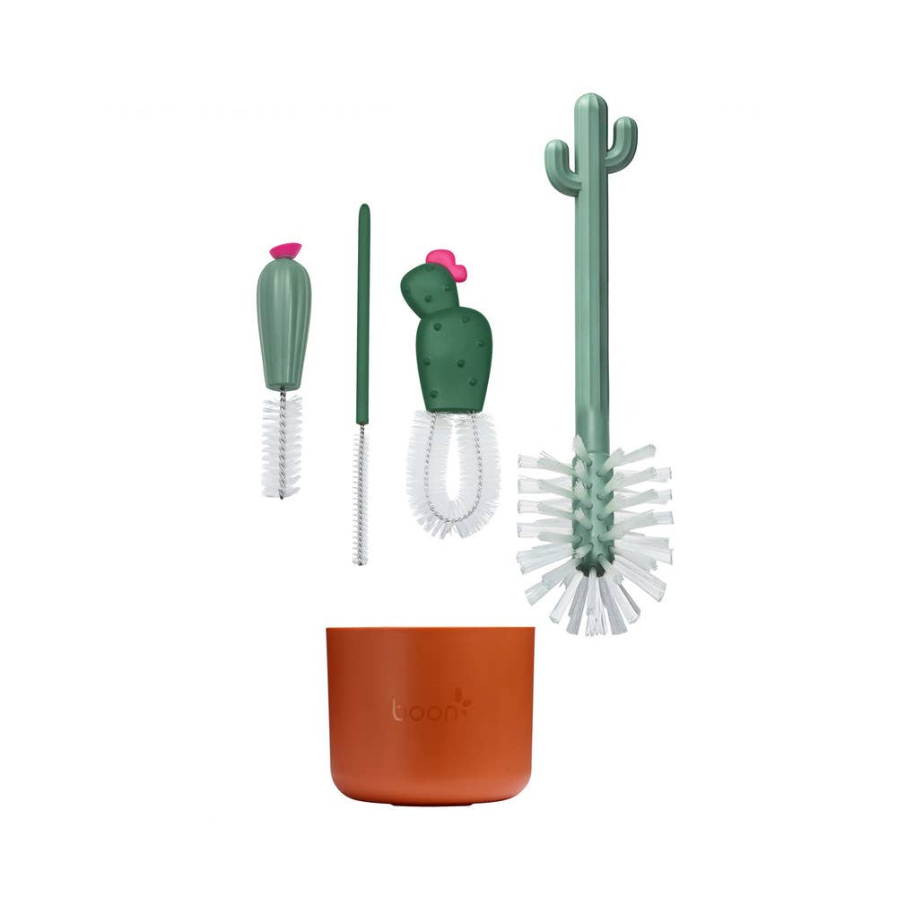 TOMY Boon Cacti Bottle Cleaning Brush Set - Dark Green