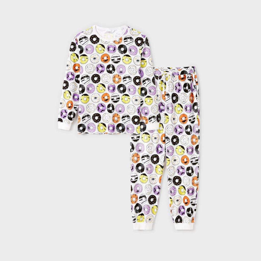 Halloween Family Spooky Donuts Pajamas Set(Flame Resistant)