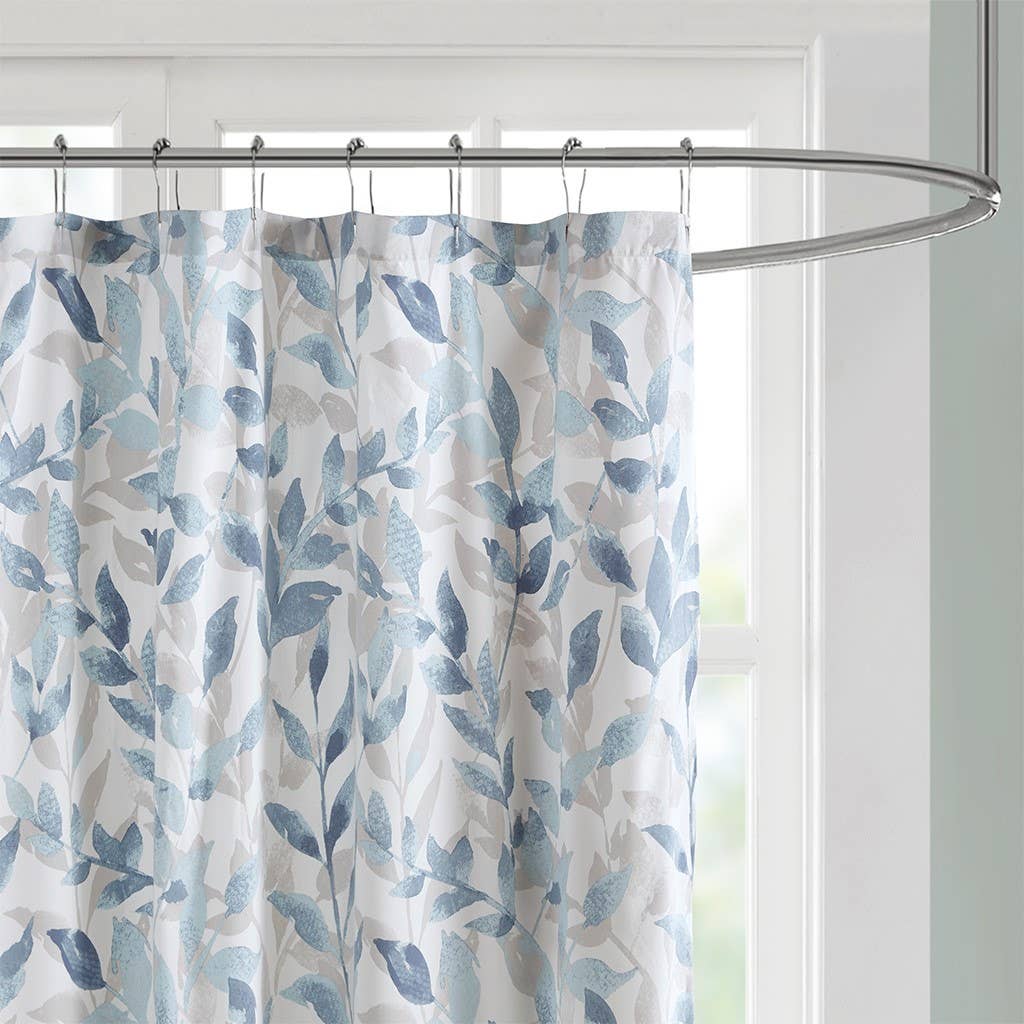 Blue Botanical Shower Curtain
