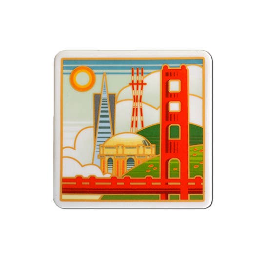 SF Towers At Noon Ceramic Coaster