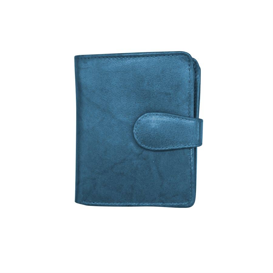 Small Leather Euro Wallet: Jeans Blue