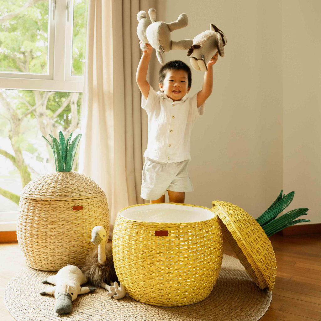 Handcrafted - Pineapple Storage Basket (Natural) - Rattan