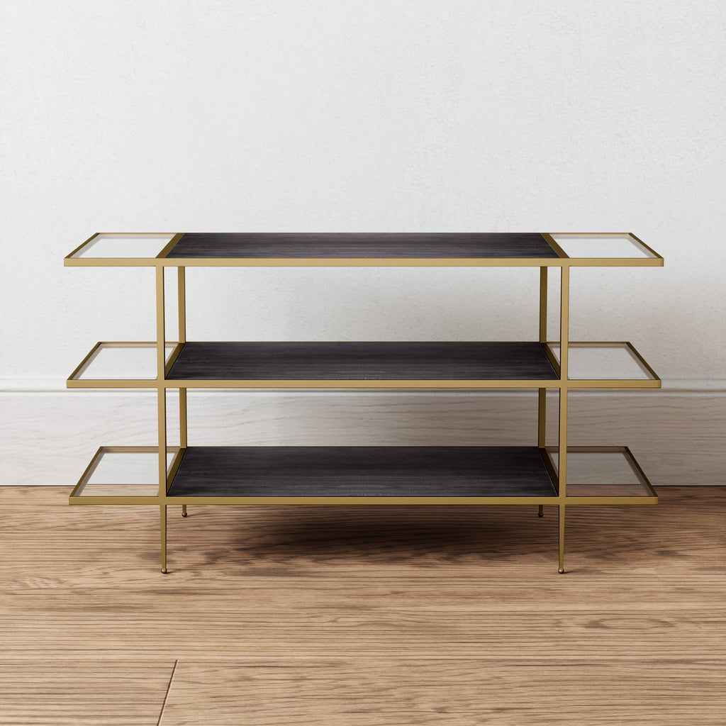 Carrick Modern 3-Tier Brass Metal and Wood Console Table