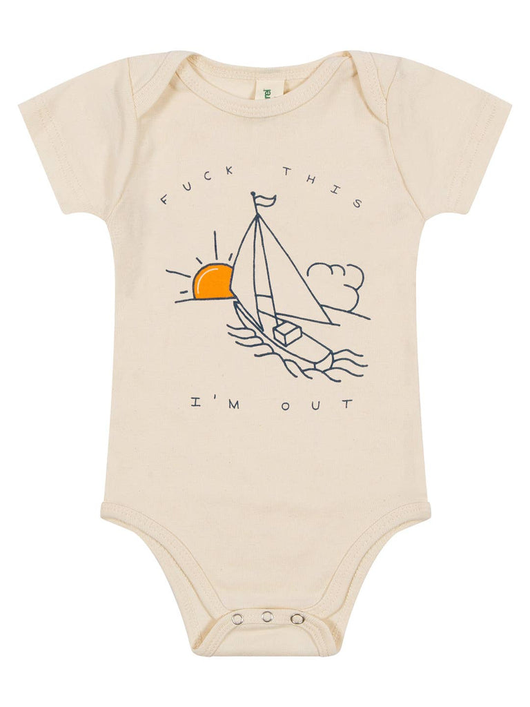 Sailboat Baby Onesie Natural: 12M