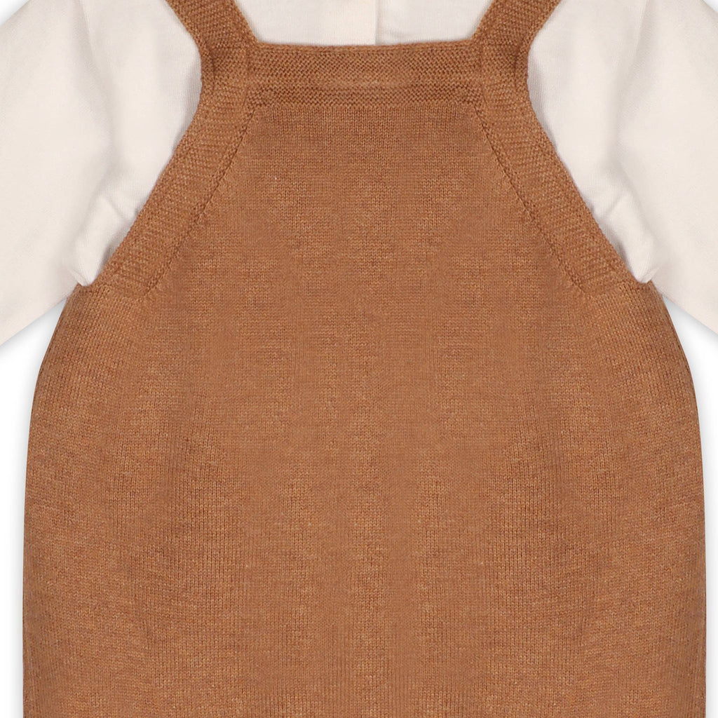 Bear Sweater Knit Baby Overall & Bodysuit Set (Organic): Chai Spice / 12-18M