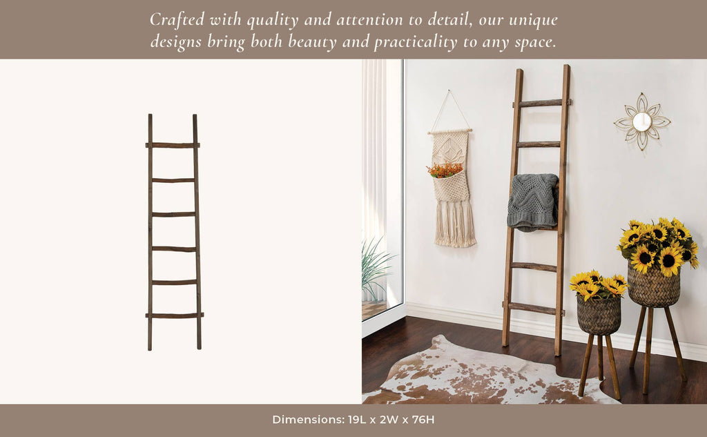 Wood Freestanding Decorative Blanket Ladder - Brown, 76 in.