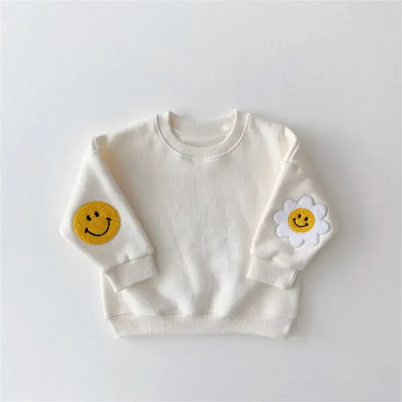 Baby Girl Sweatshirt- White with "Patches" | 24 Months