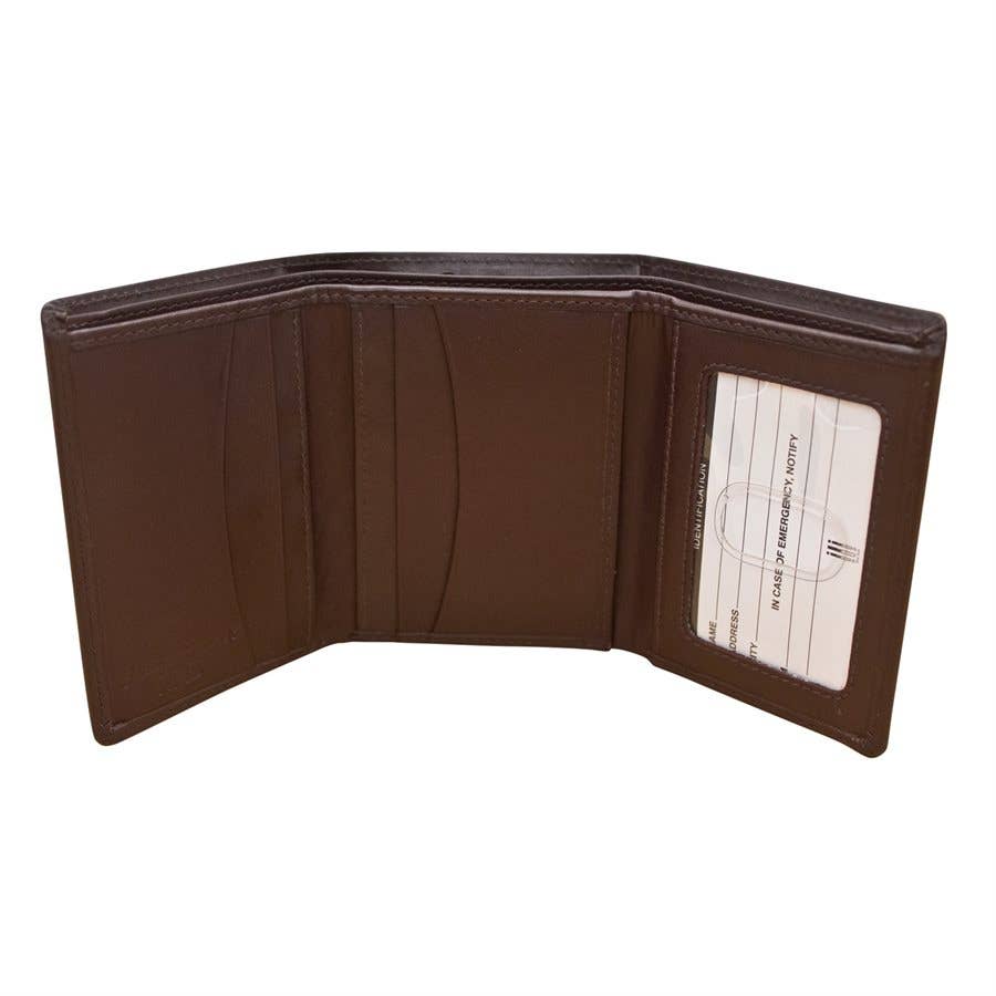Leather Trifold Men's Wallet with Inside ID Window: Antique Saddle
