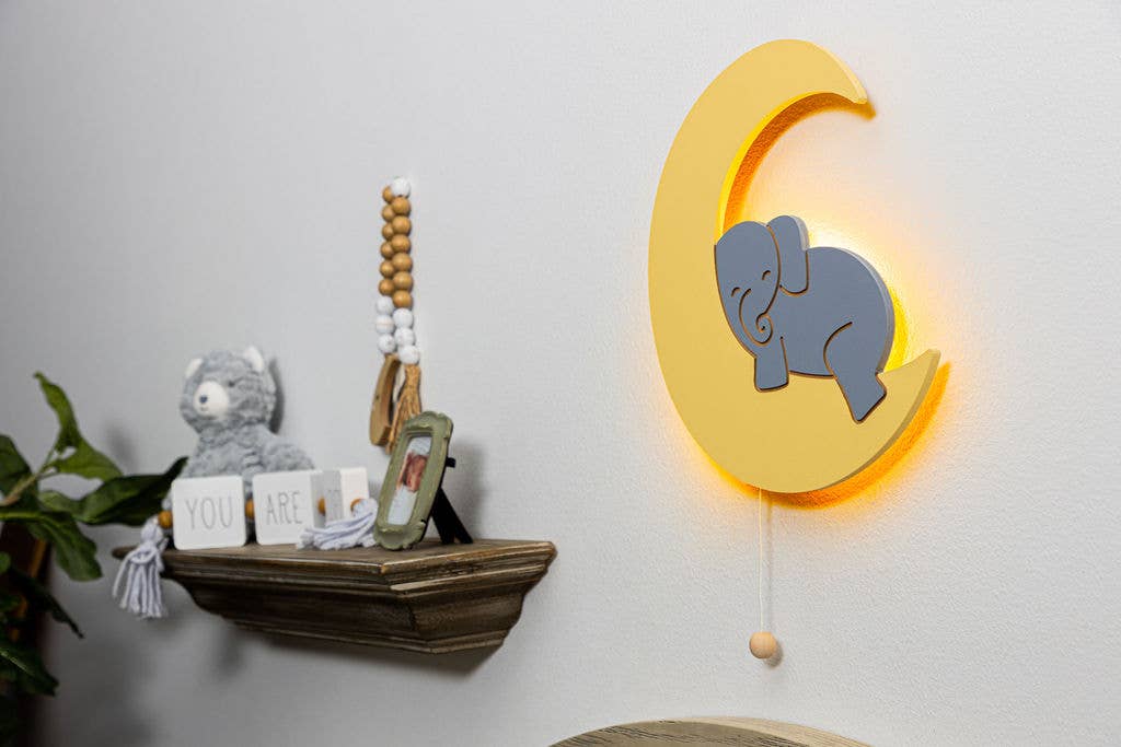 Elephant On Moon Wall Lamp