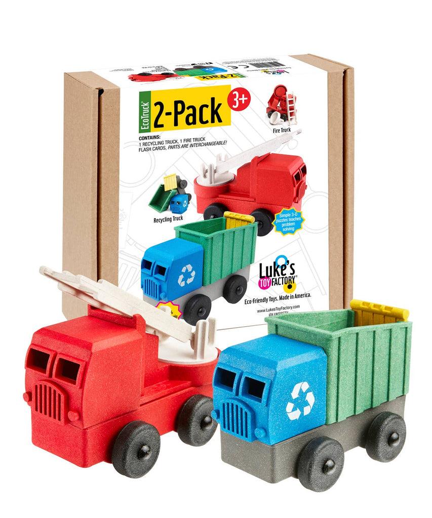Fire Truck and Recycling Truck 2 Pack