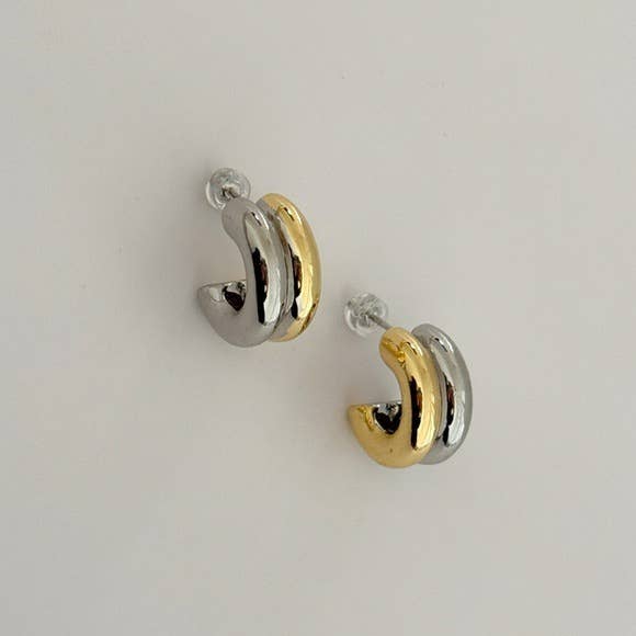 Gold Chunky Crescent Earrings