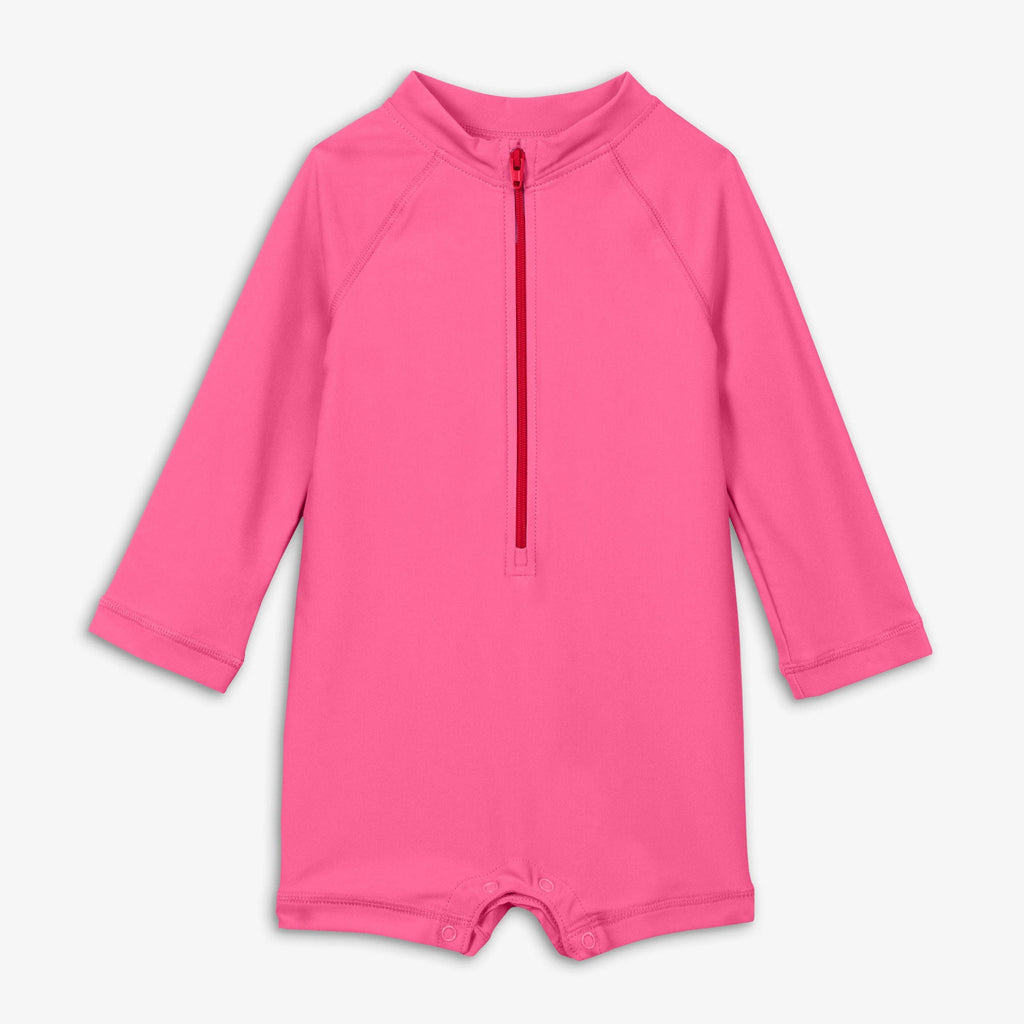 Baby One-Piece Rash Guard with Contrast Zipper