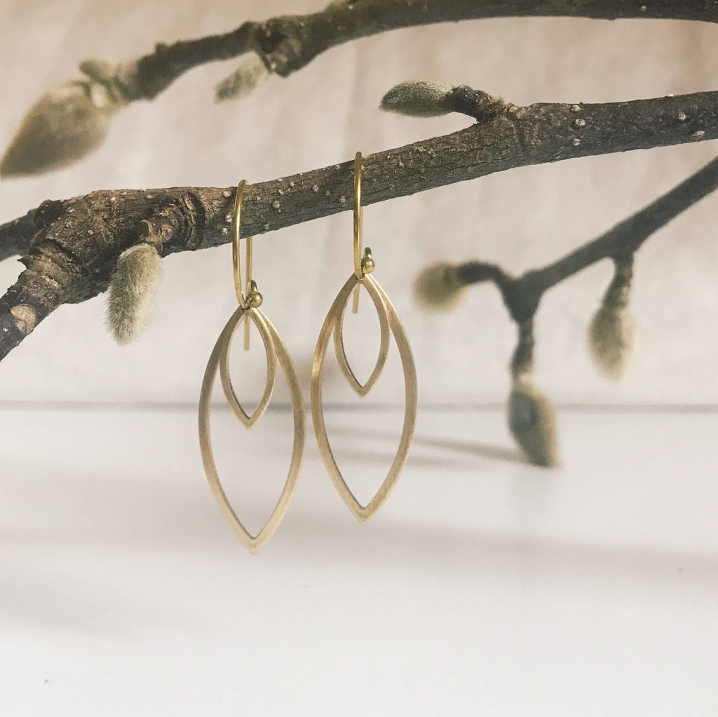 Kinetic brass leaf earrings