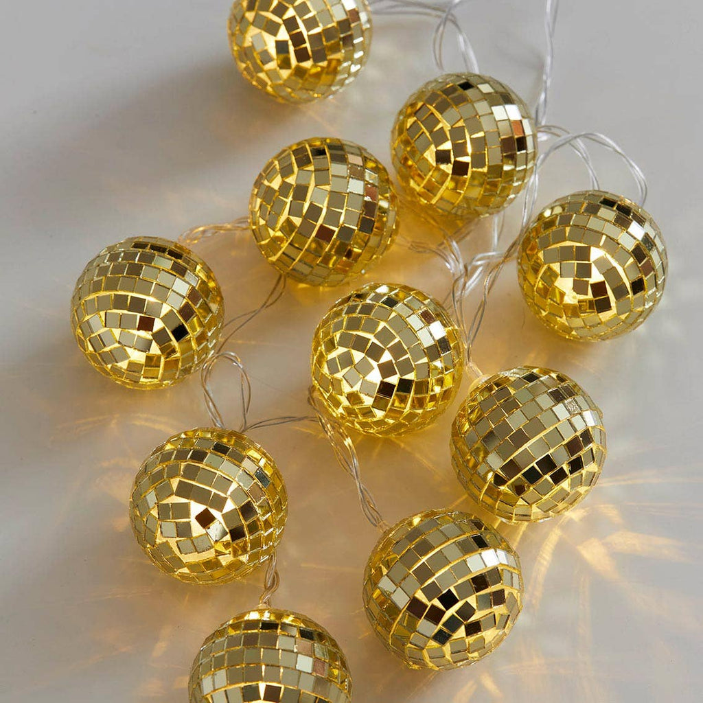 Gold Disco Ball String Lights