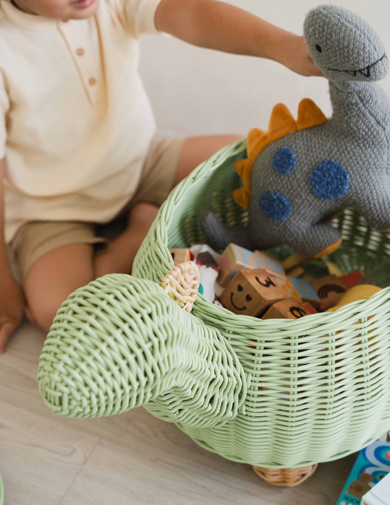 Handcrafted- Dinosaur Storage Basket (Medium) -Rattan Wicker
