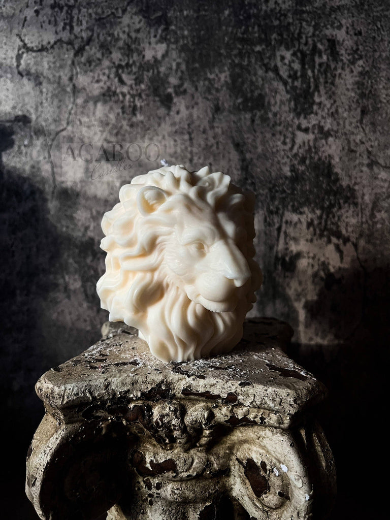 Large Lion Head Candle: Unscented / Cream