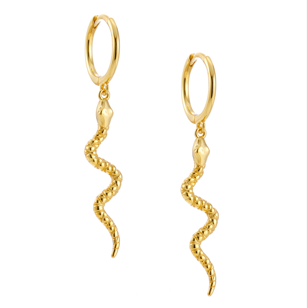 Snake Charmer Dangle Huggie Hoop Earrings