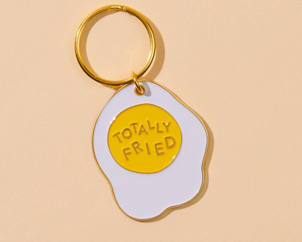 Totally Fried Egg Enamel Food Keychain - Foodie, Bakery