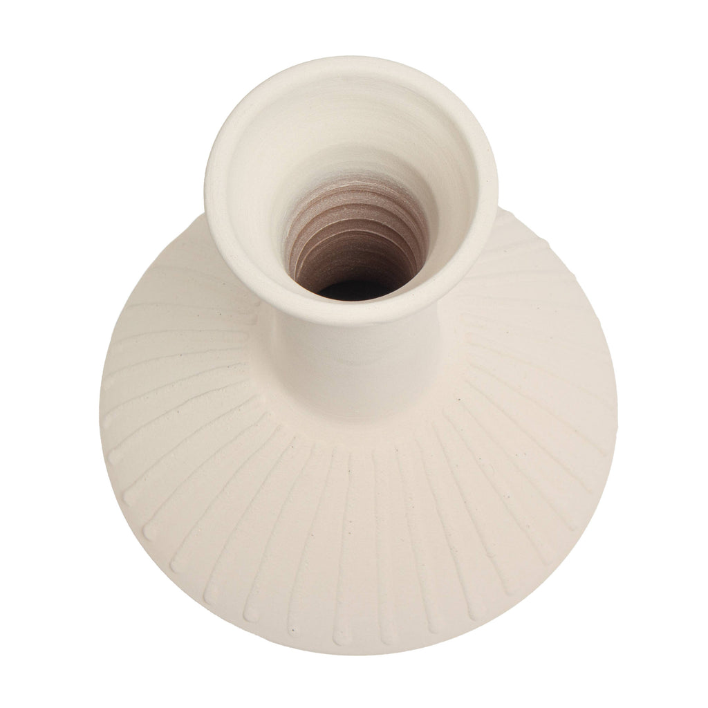 Doric Matte White Sculptural Ceramic Vase: Medium
