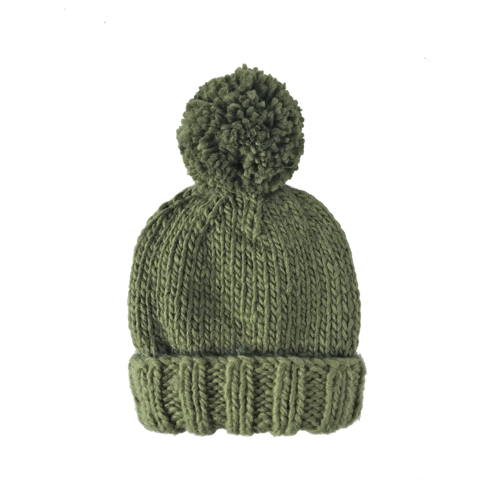 Pom Hat Moss Beanie