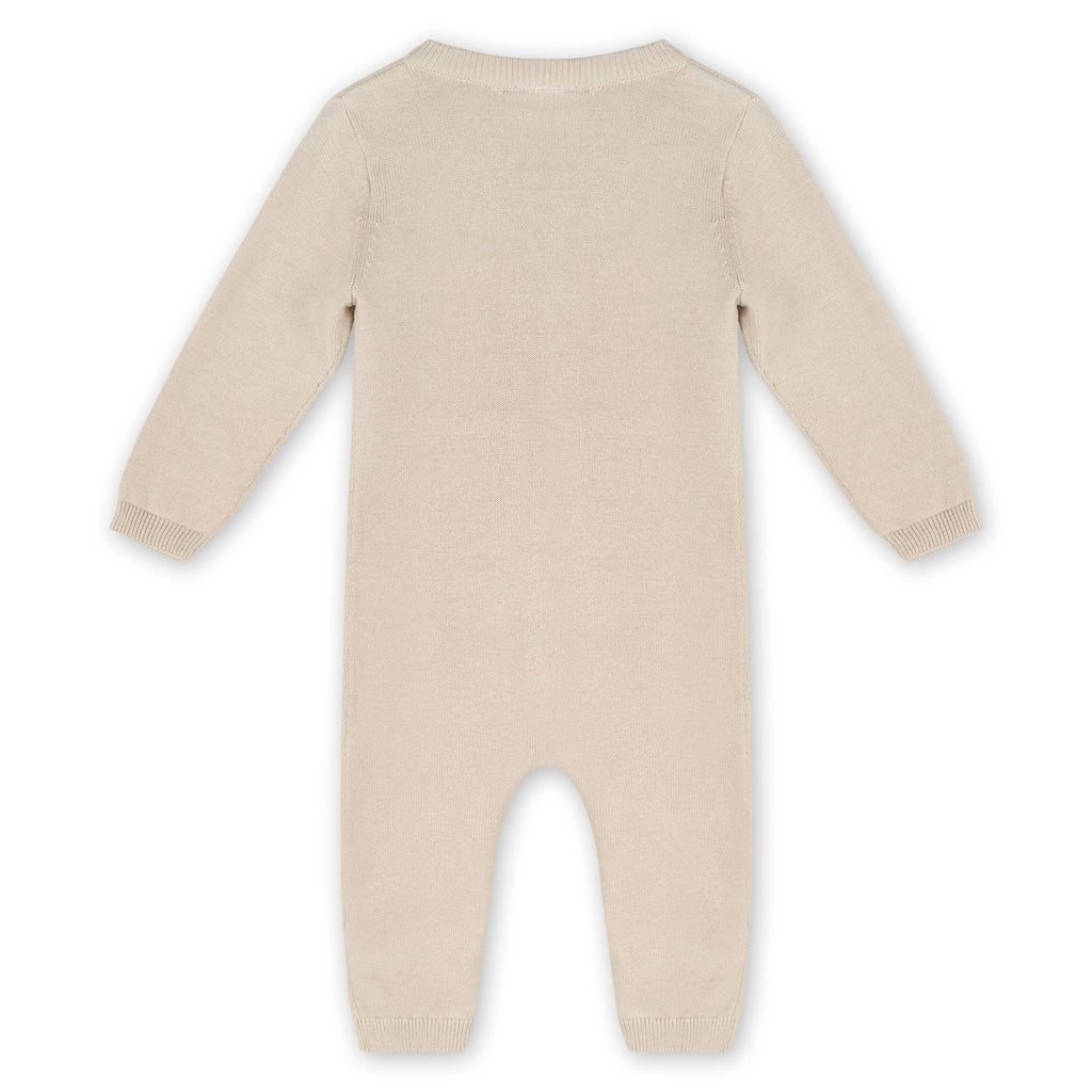 Balloon Bear Jacquard Baby Sweater Knit Jumpsuit (Organic): Stone / 0-3M