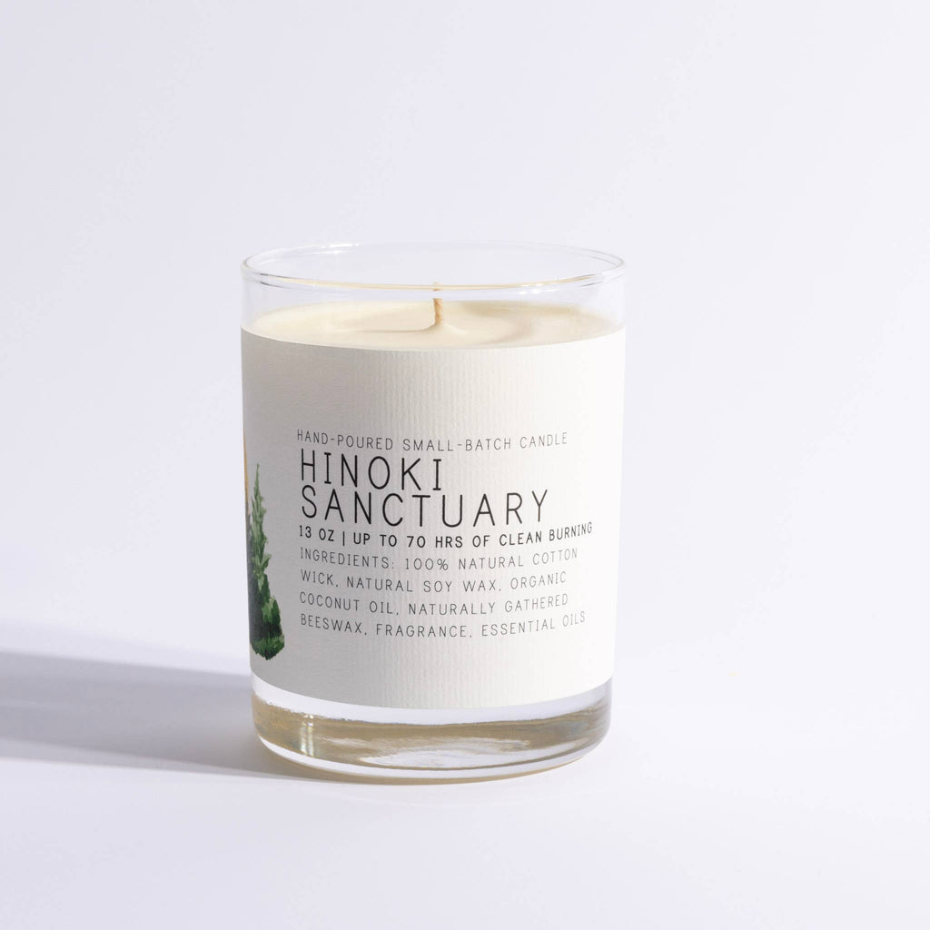 Hinoki Sanctuary - Just Bee Candles: 7 oz (up to 40 hrs of clean burning)