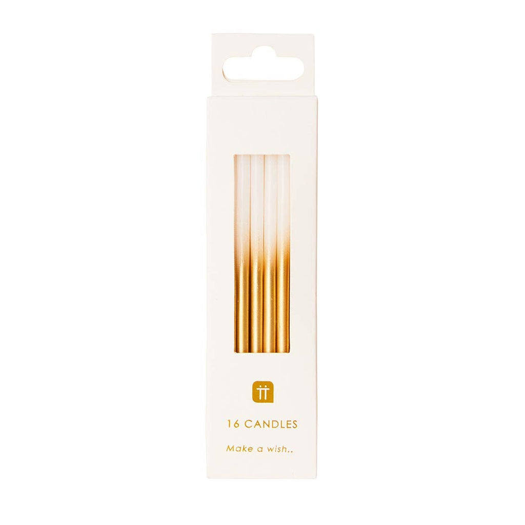 White & Gold Birthday Candles | 16 Pack