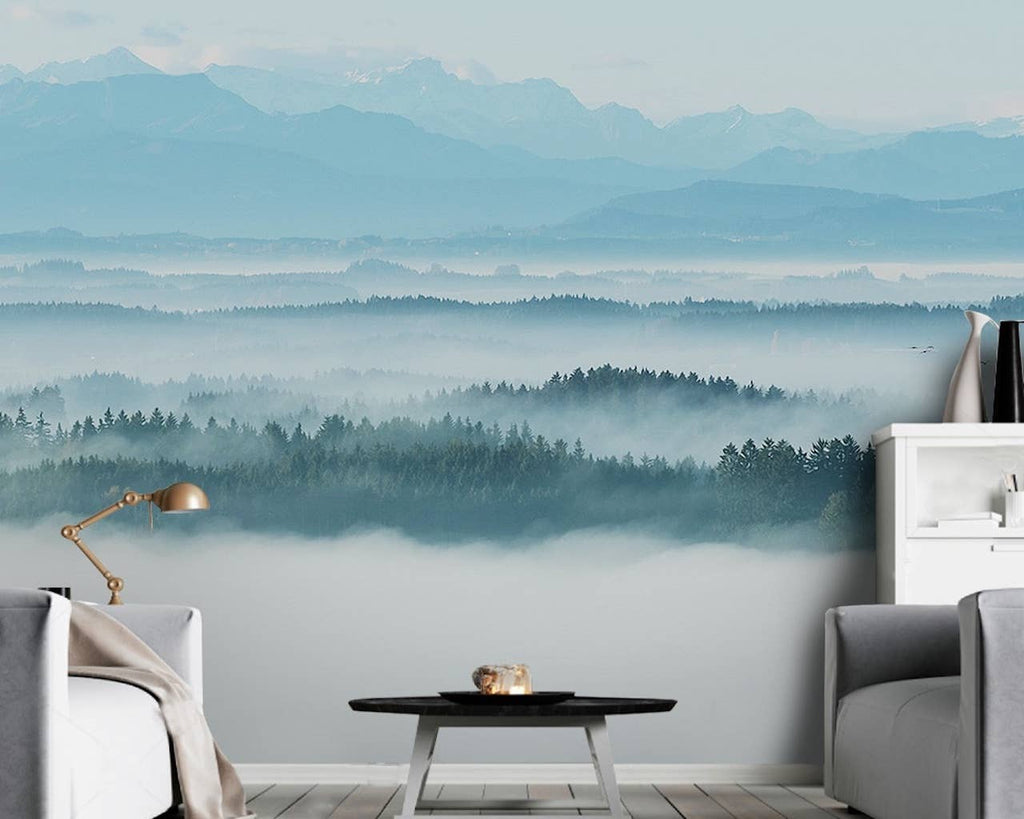 Misty Nature Mountain Non-Woven Removable Wallpaper
