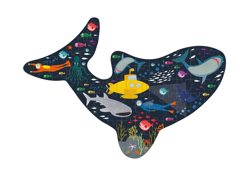 80pc "Shark" Shaped Jigsaw with Shaped Box - Deep Sea