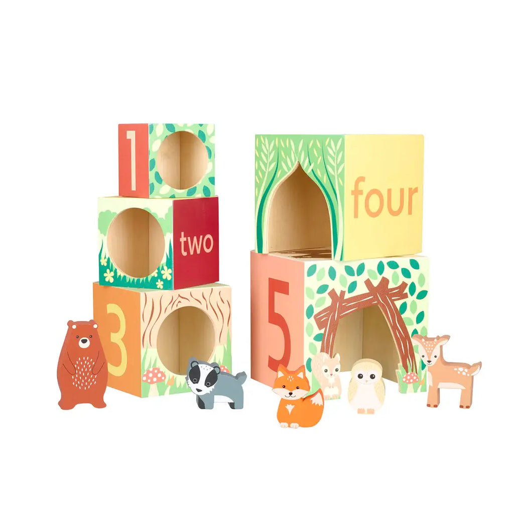Woodland Animal Wooden Stacking Cubes (FSC®)