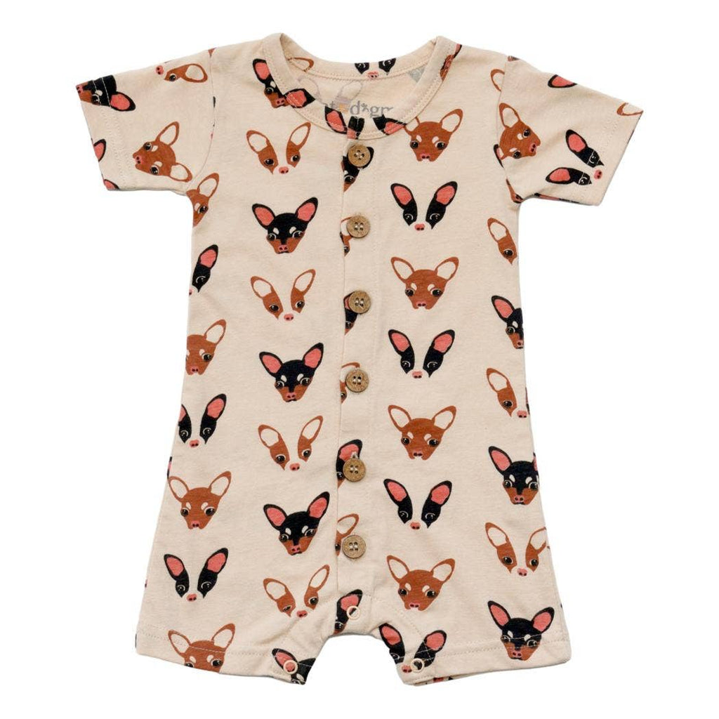Organic Cotton Short Sleeve Romper - Chihuahua