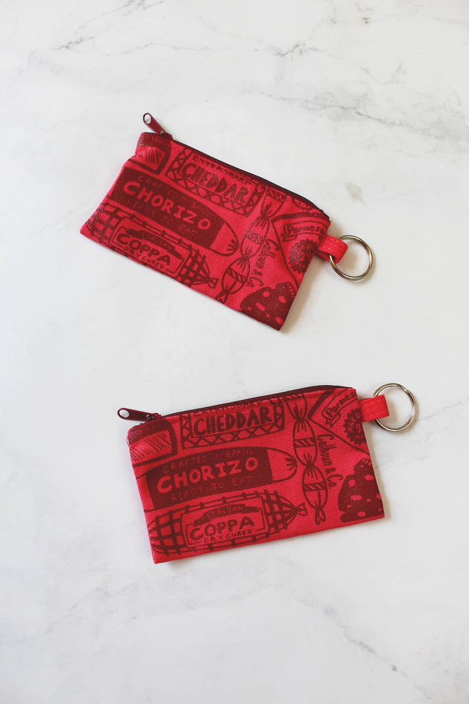 Charcuterie Cash Zipper Card Pouch with Keyring 