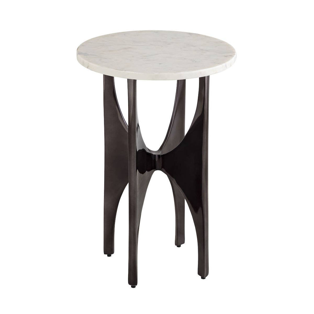 Elroy White Marble Topped Accent Table: Brass