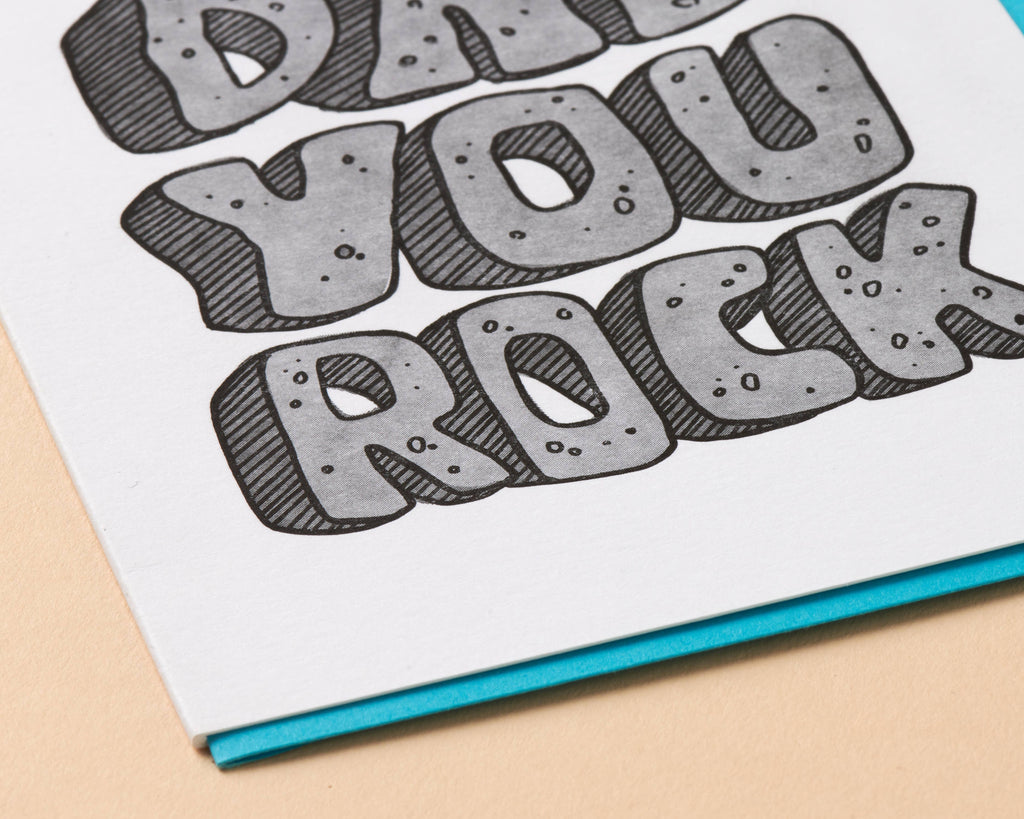 Dad You Rock Father's Day Letterpress Greeting Card