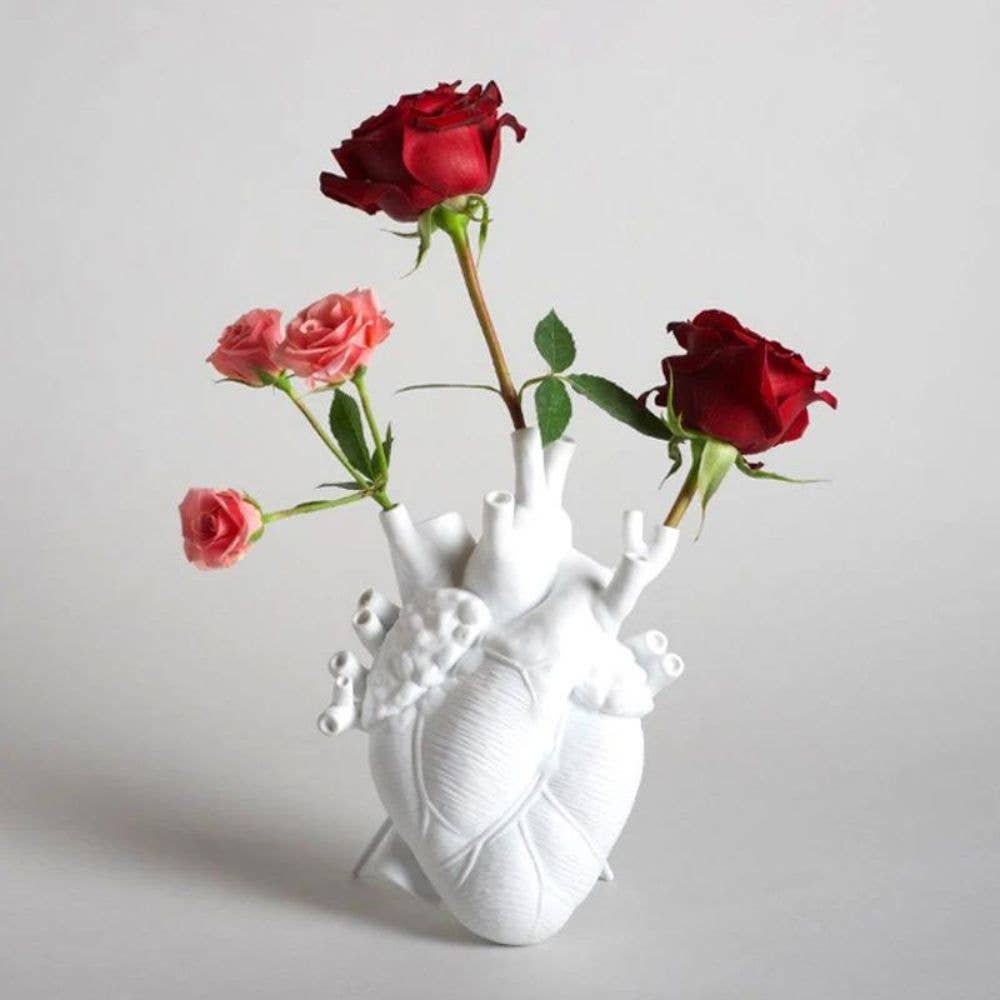 Anatomical Heart Vase: White