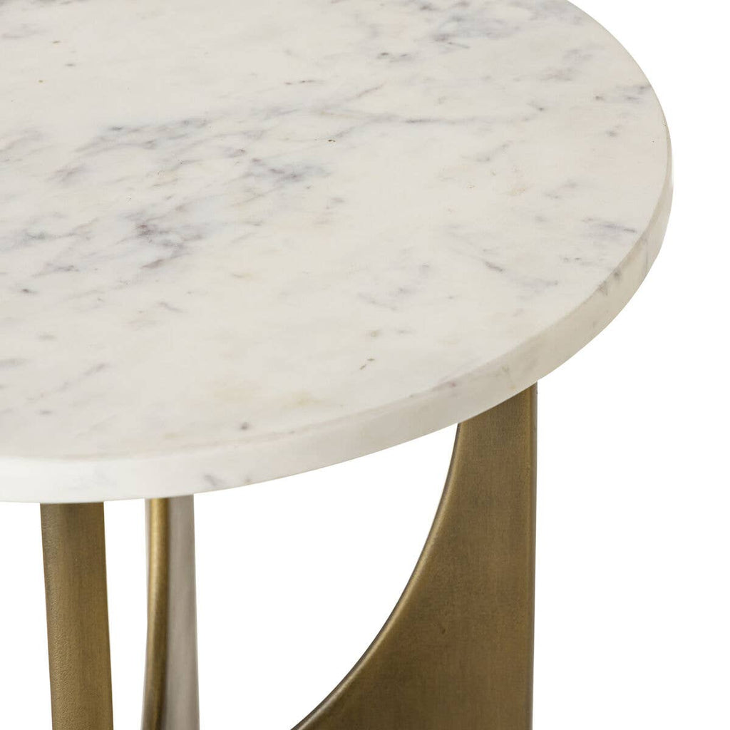 Elroy White Marble Topped Accent Table: Brass