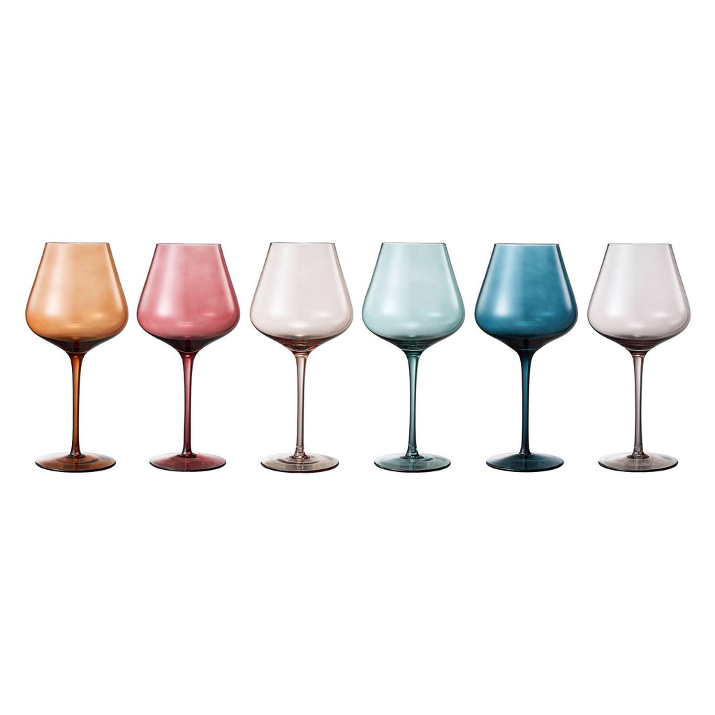 Khen Sunset Colored Crystal Wine Glass Set of 5