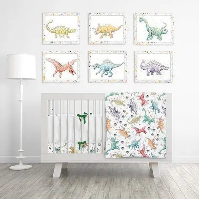 Watercolor Dinosaur Crib Sheet