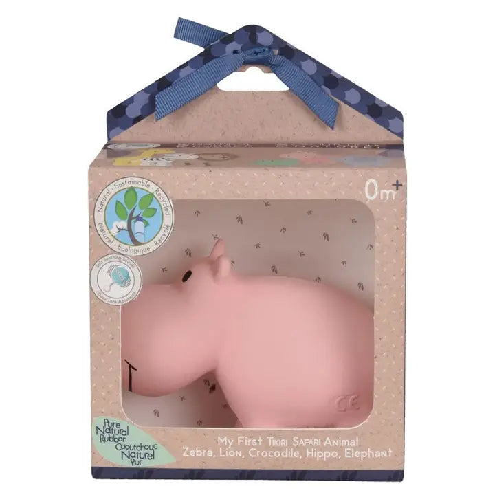 Hippo - Natural Rubber Teether, Rattle & Bath Toy
