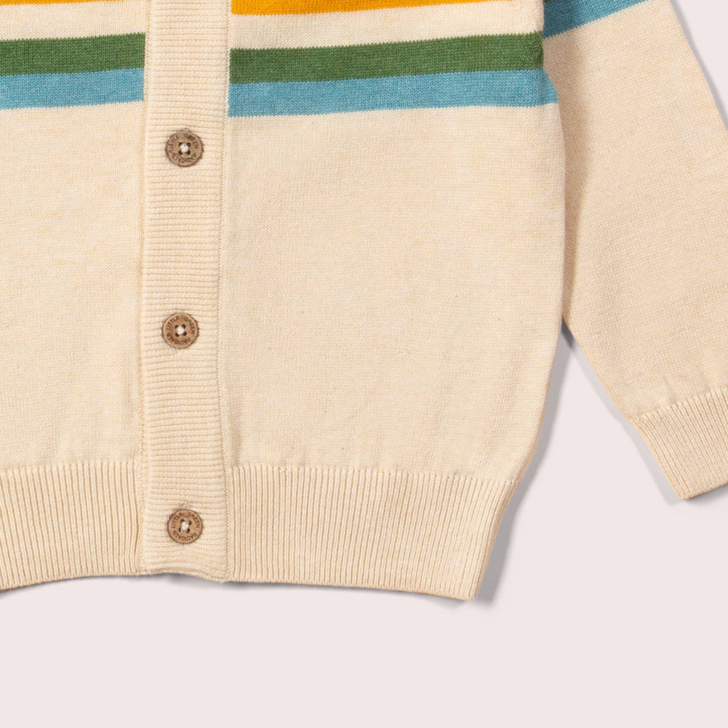 From One To Another Oatmeal Rainbow Stripes Knitted Cardigan: Rainbow Striped Knit / 12-24M