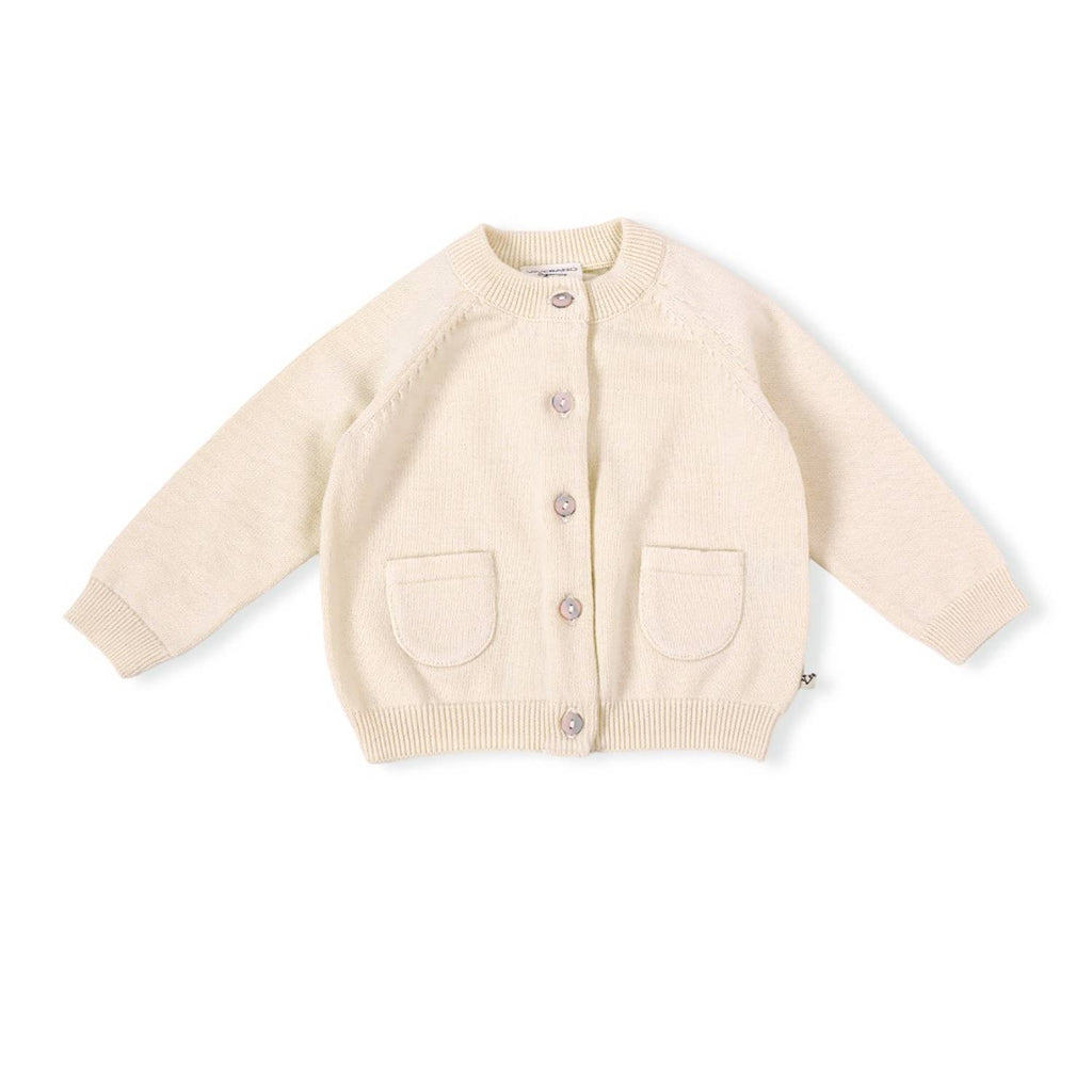 Milan Pastel Baby Button Cardigan Sweater (Organic Cotton): 0 - 3 Month / Cream