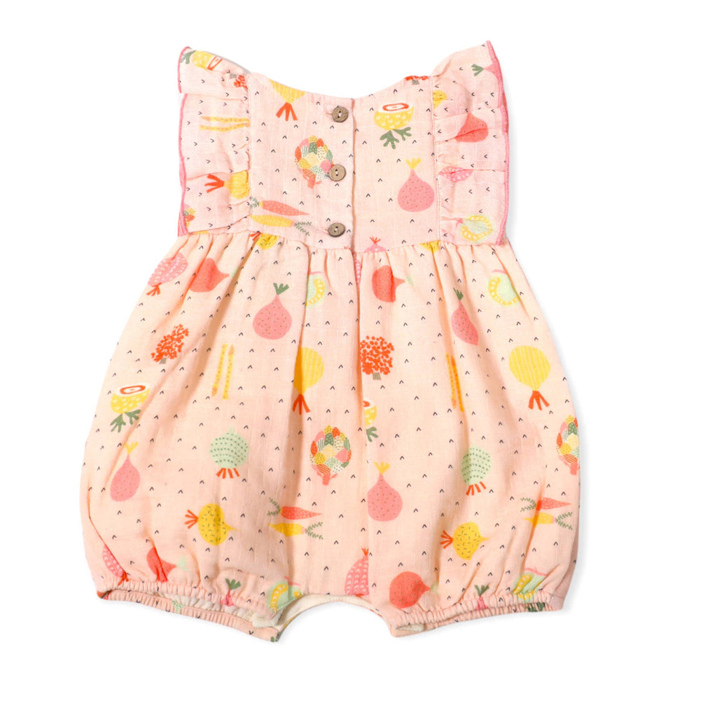 Veggie Ruffle & Flutter Baby Short Romper (Organic Muslin)