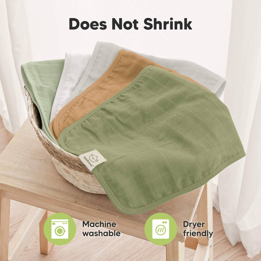 KeaBabies 5pk Lumi Muslin Burp Cloths for Baby Boys, Girls