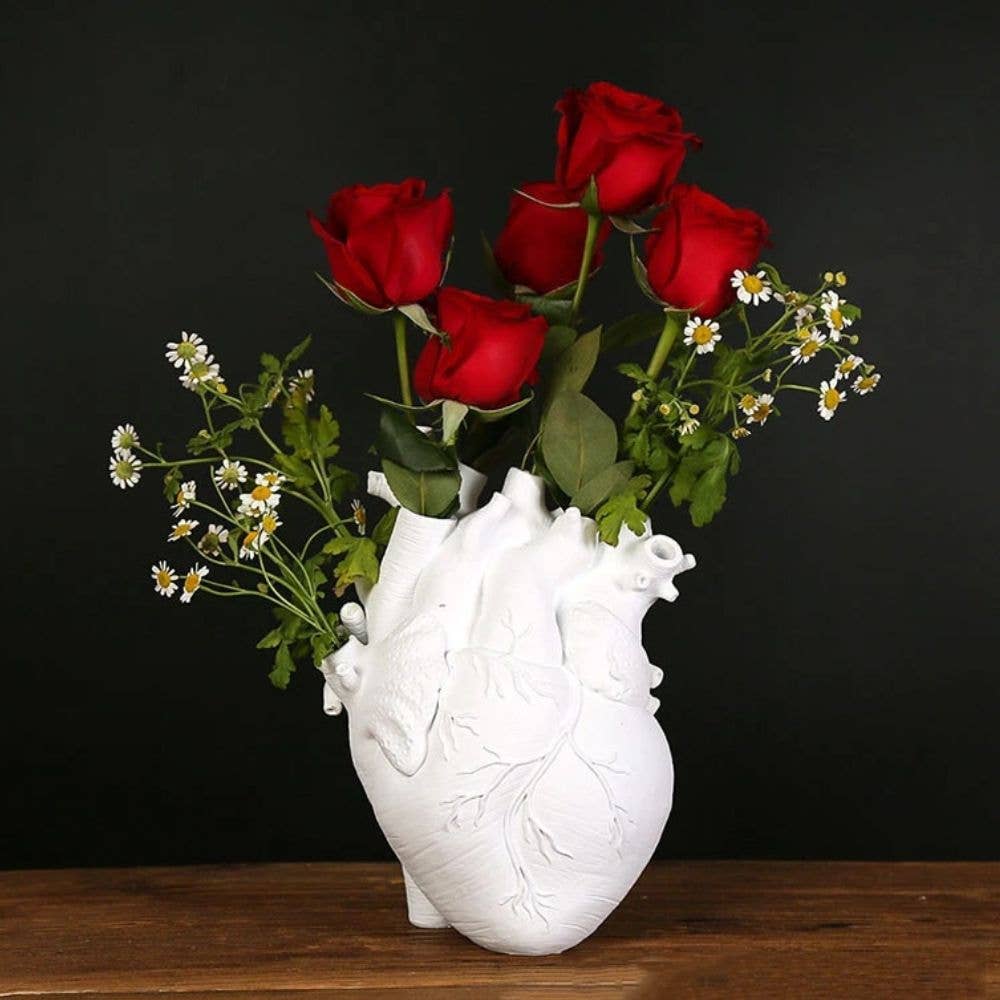 Anatomical Heart Vase: White