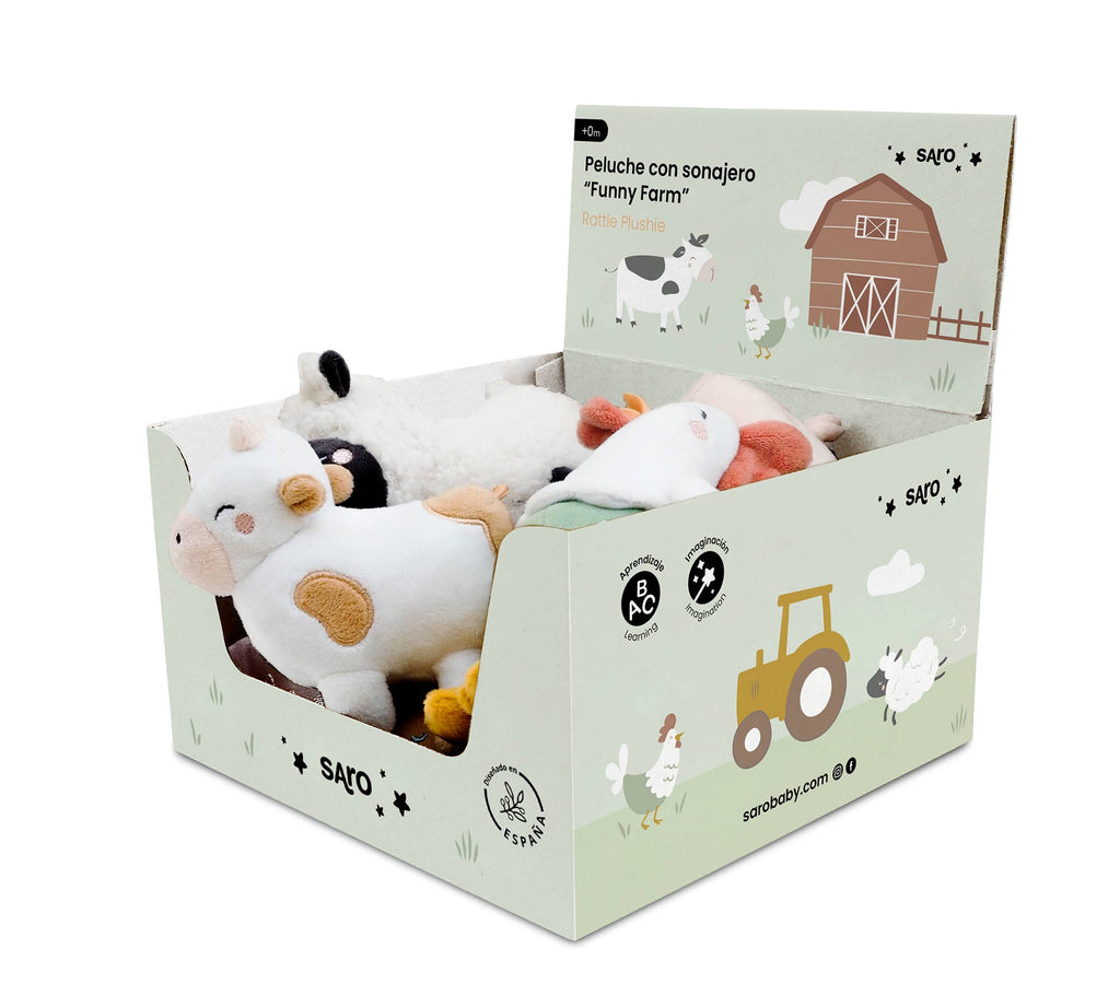 "Funny Farm"  Display 8 pcs - Rattle Plushie