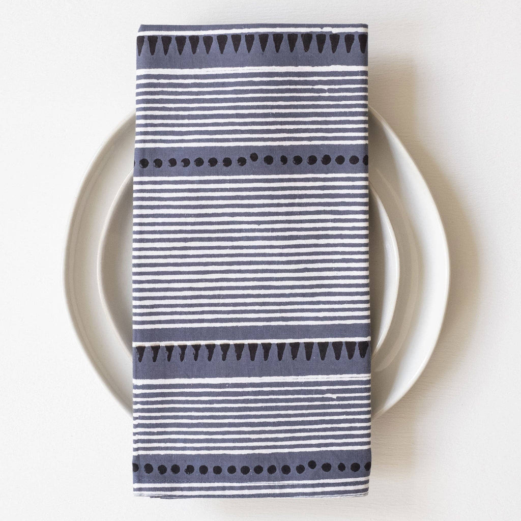 Laya Blue Block Printed Napkins - set of 4