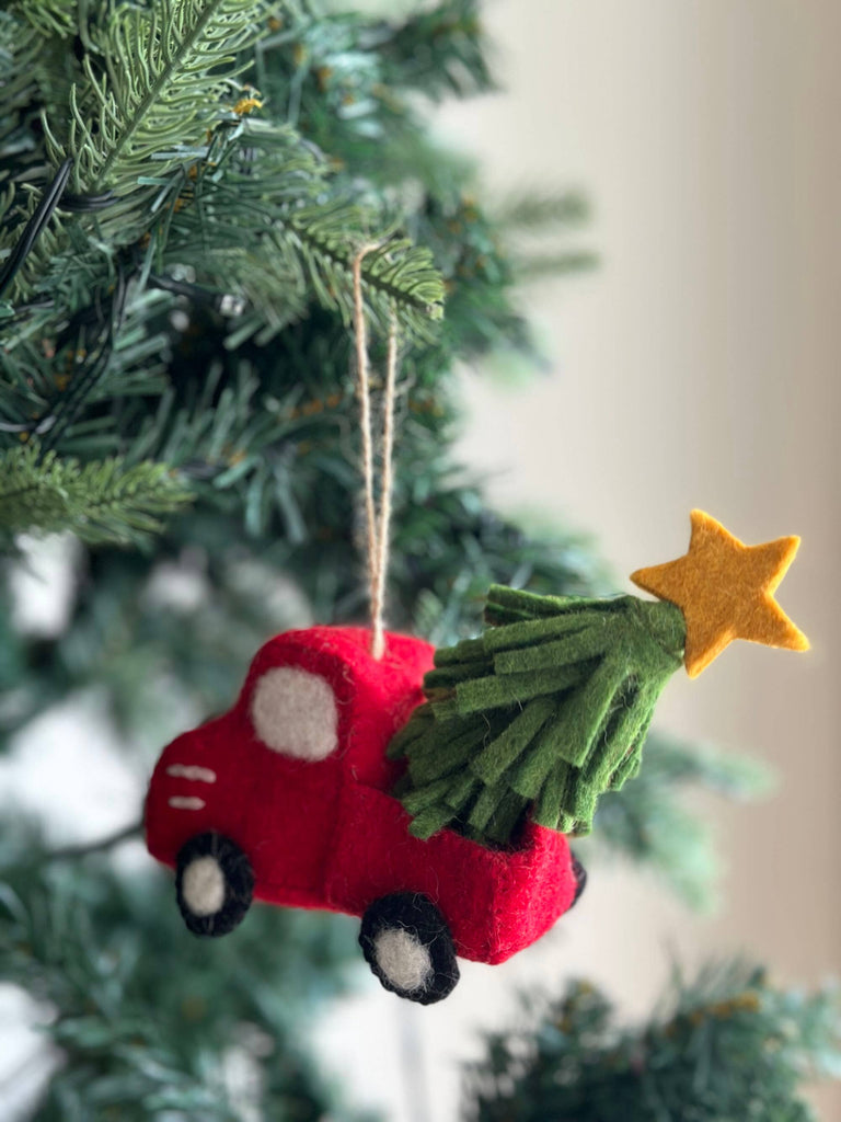 Christmas Pickup Truck Felt Ornament