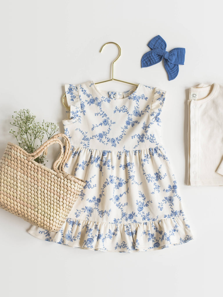Organic Baby & Kids Tilly Tiered Dress - Serena Floral/Rain