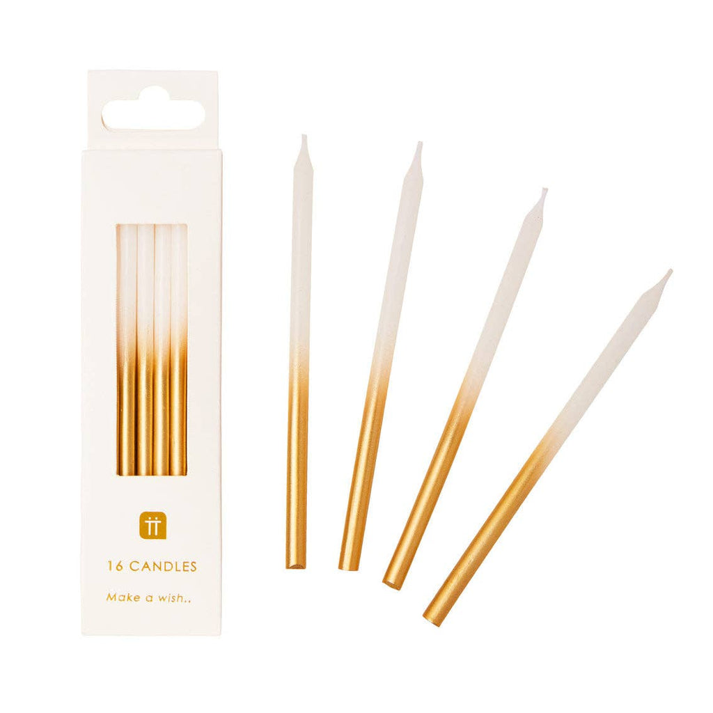 White & Gold Birthday Candles | 16 Pack