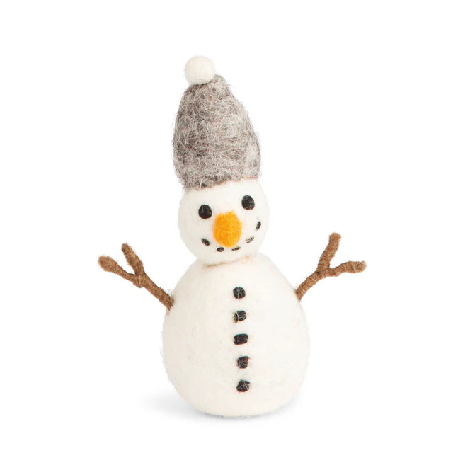 Snowman with Grey Hat Felt Holiday Ornament